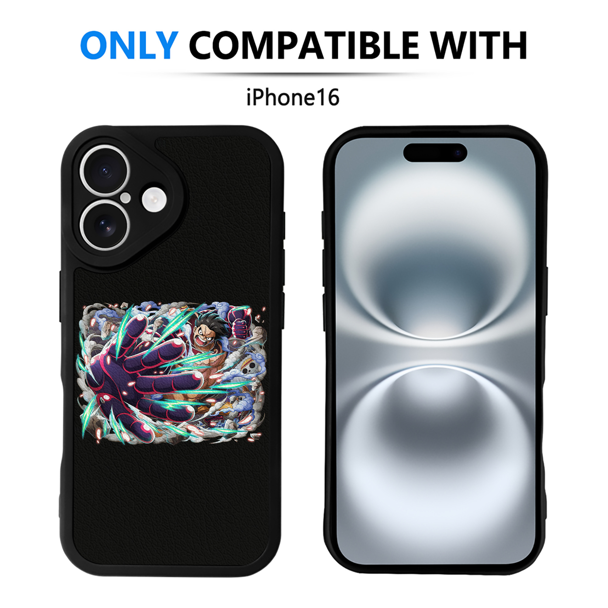 （画像用） ワンピース モンキー・D・ルフィ ONE PIECE Monkey D. Luffy 【iPhone 16シリーズ対応】シリコンスマホケース（レザー調） 材質：シリコン